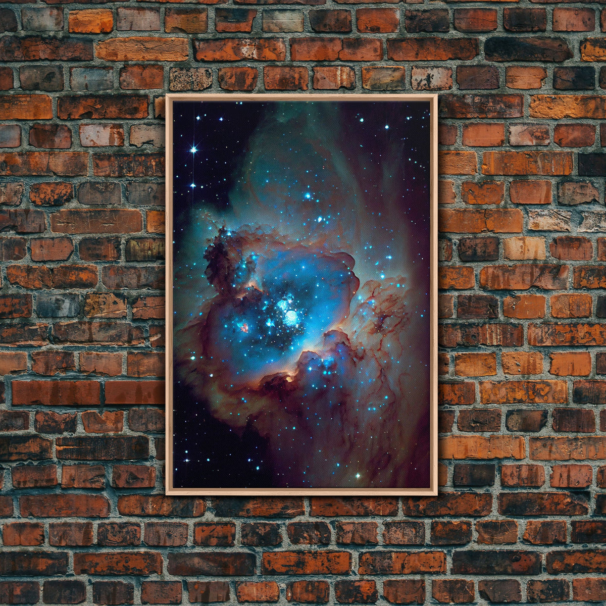 The Stars Glow At Night - Watercolor Space Painting - Framed Canvas Print