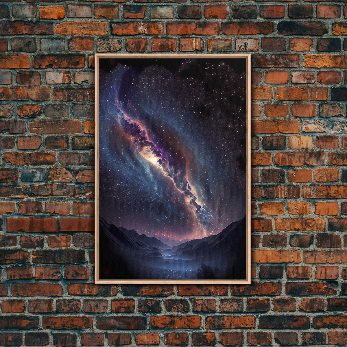Milky Way Galaxy Over a Desert Night Sky - Framed Canvas Print