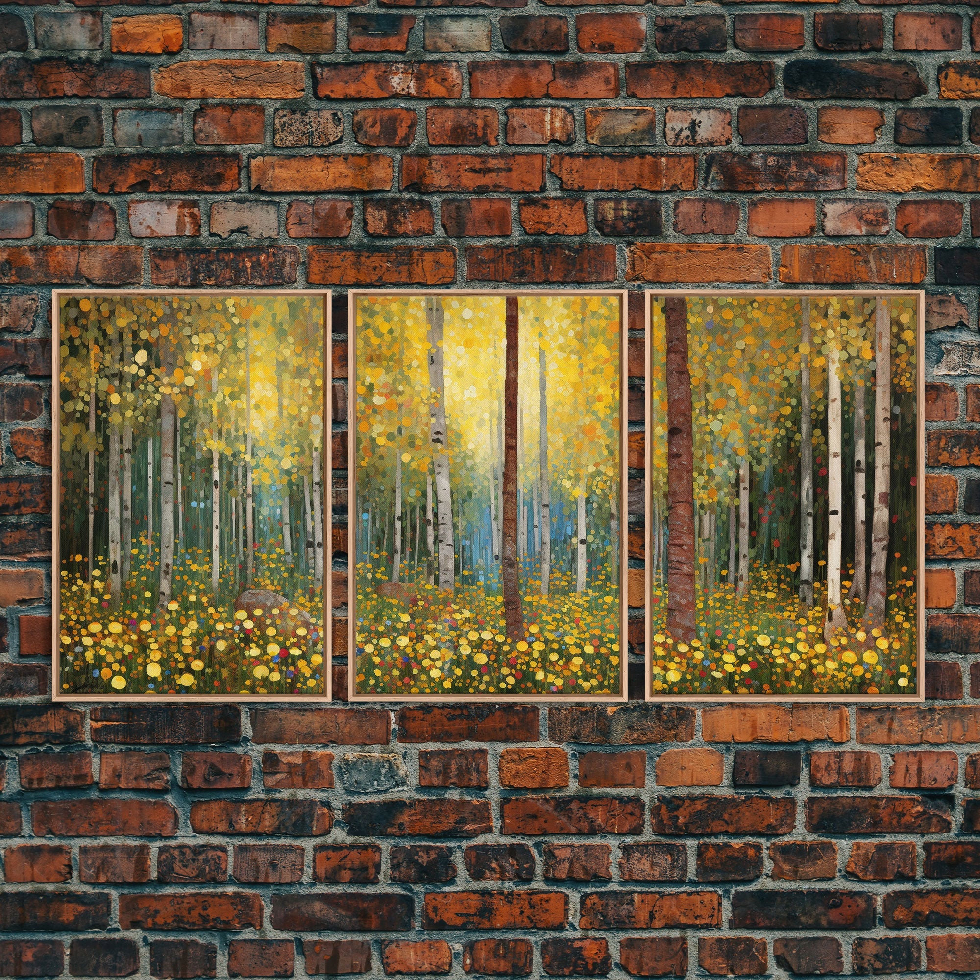 Forest Wall Art - Trees Art Print - Wildflowers - 3 Piece Wall Art in Multiple Sizes