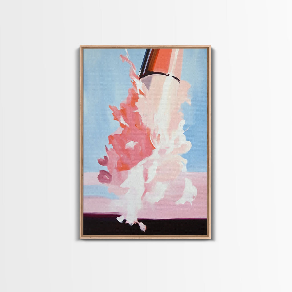 Cosmic Blast Sci-Fi Painting - Framed Canvas Print, Futuristic Wall Art, Modern Home Decor, Space Exploration Artwork