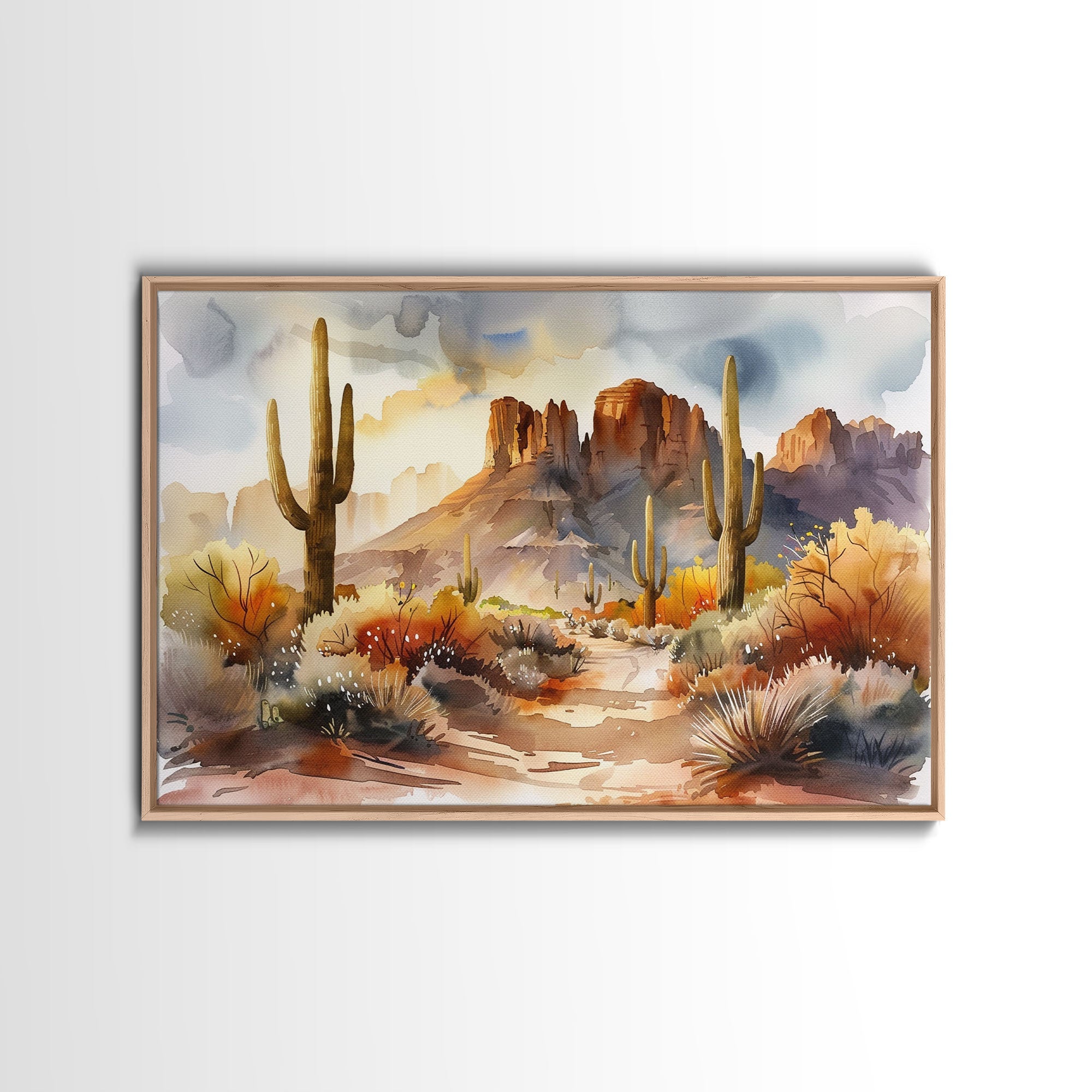 The Desert At Sunset Watercolor Print - Boho Style Wall Art