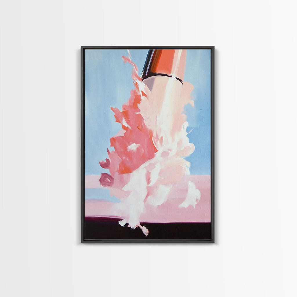 Cosmic Blast Sci-Fi Painting - Framed Canvas Print, Futuristic Wall Art, Modern Home Decor, Space Exploration Artwork