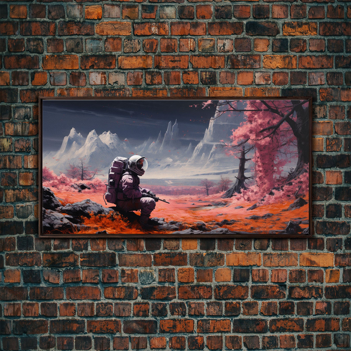 Astronaut Stranded on an Alien Planet - Sci-fi Wall Art - Frame Canvas Image