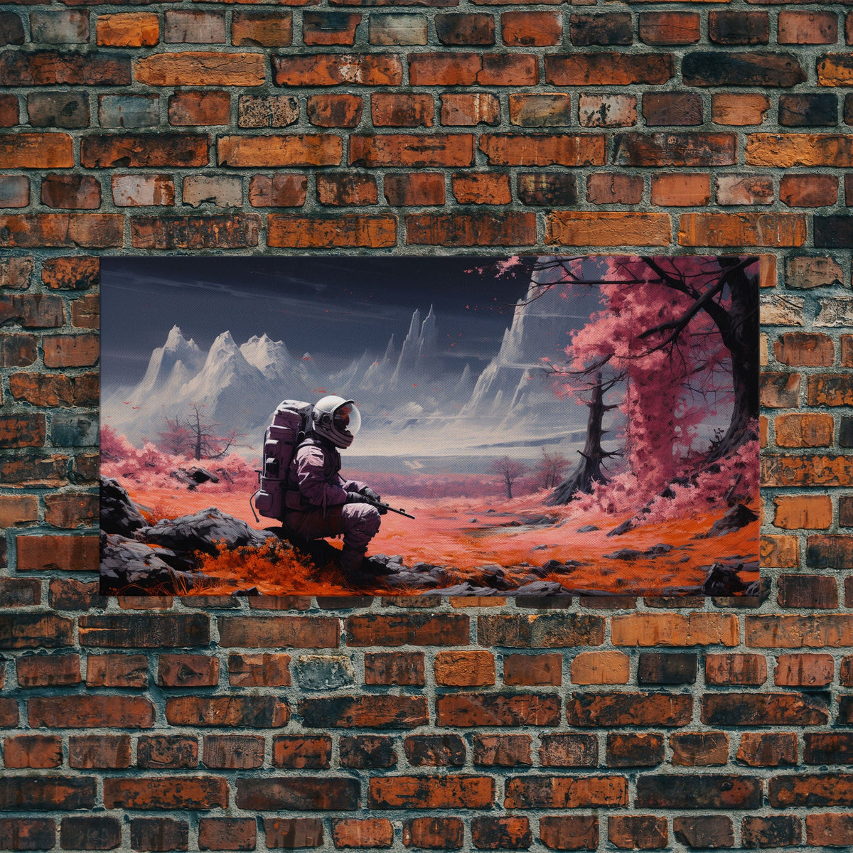 Astronaut Stranded on an Alien Planet - Sci-fi Wall Art - Frame Canvas Image
