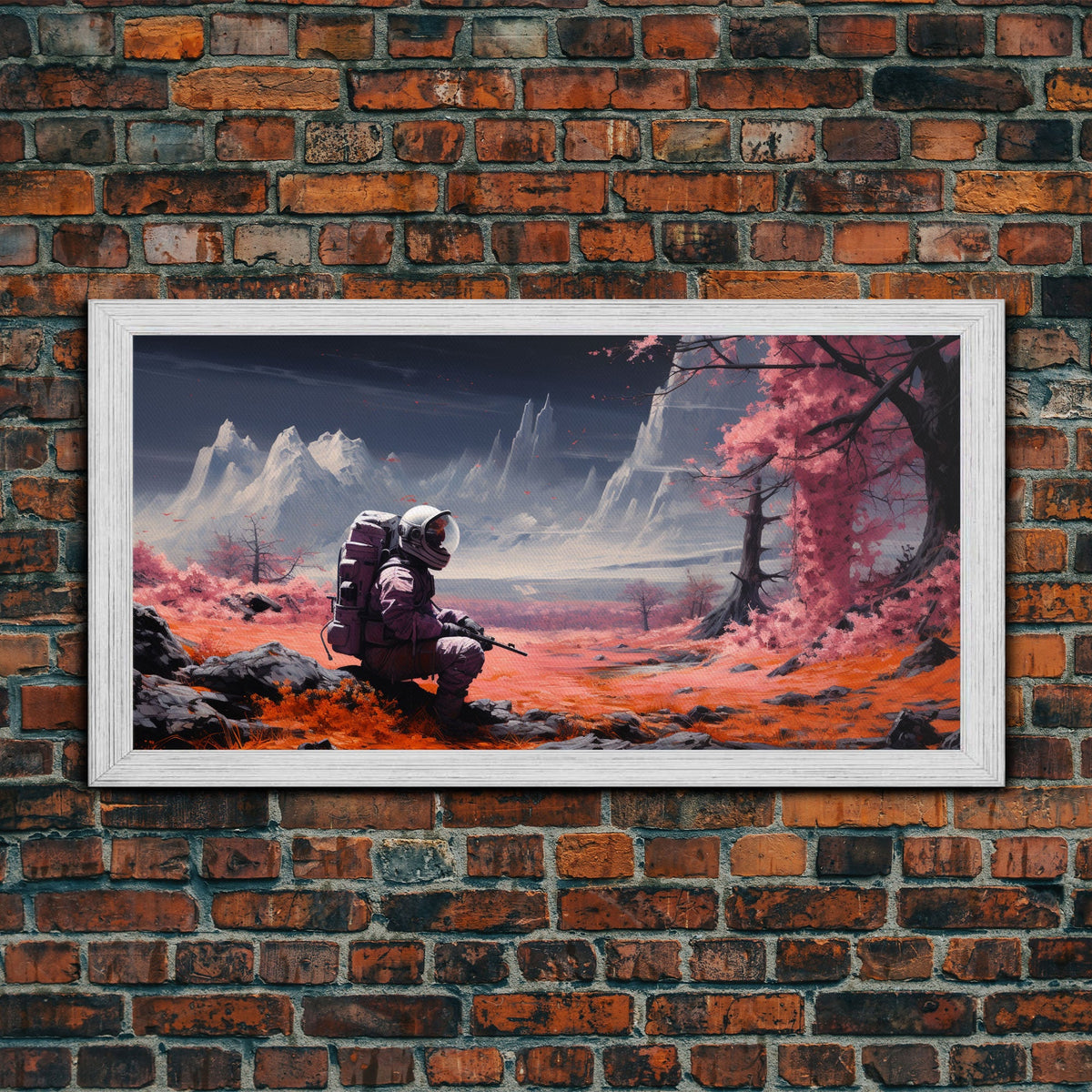 Astronaut Stranded on an Alien Planet - Sci-fi Wall Art - Frame Canvas Image