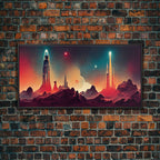 Art Deco Style Space Canvas Print with Space Ship