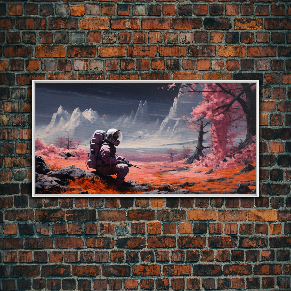 Astronaut Stranded on an Alien Planet - Sci-fi Wall Art - Frame Canvas Image