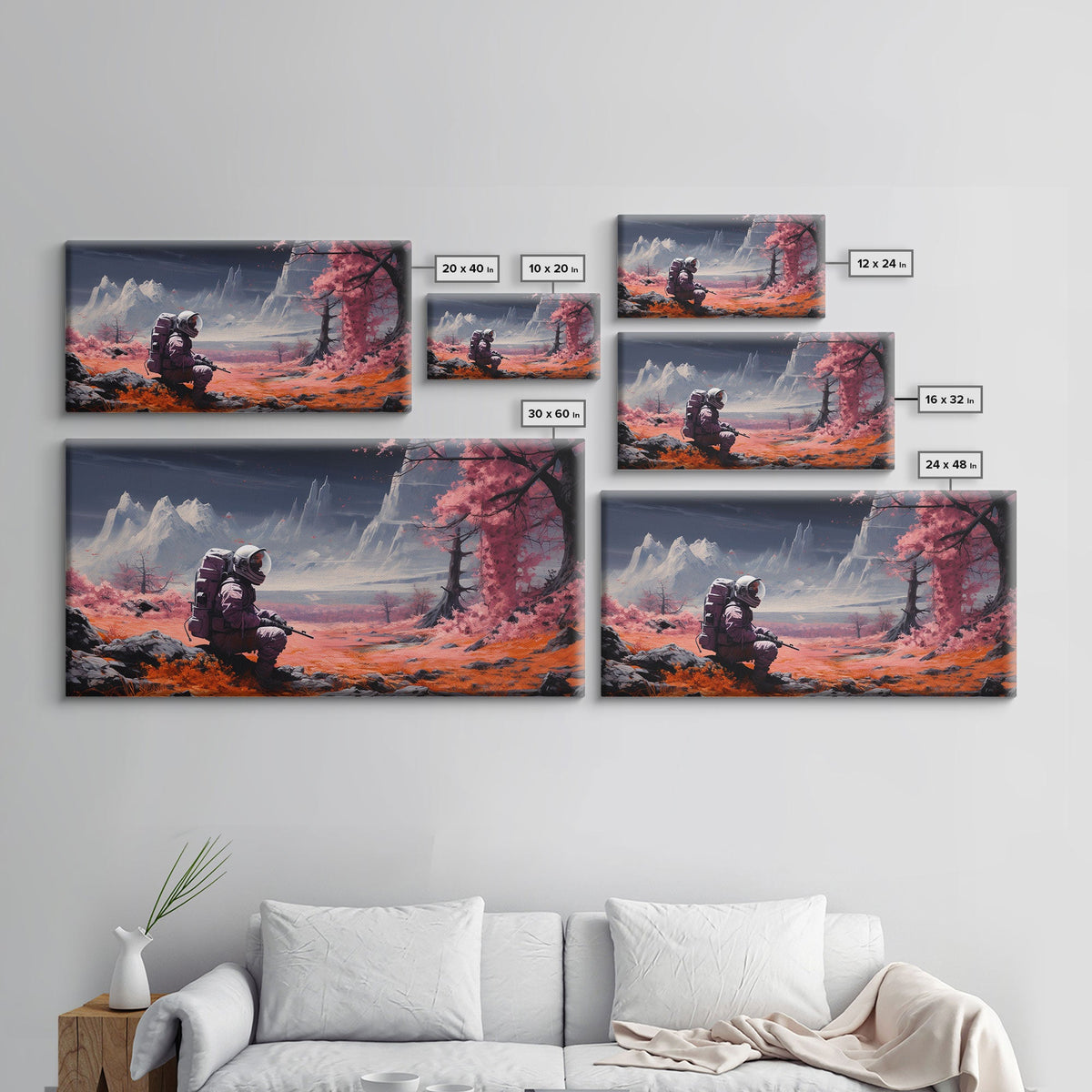 Astronaut Stranded on an Alien Planet - Sci-fi Wall Art - Frame Canvas Image