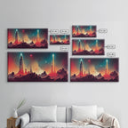 Art Deco Style Space Canvas Print with Space Ship