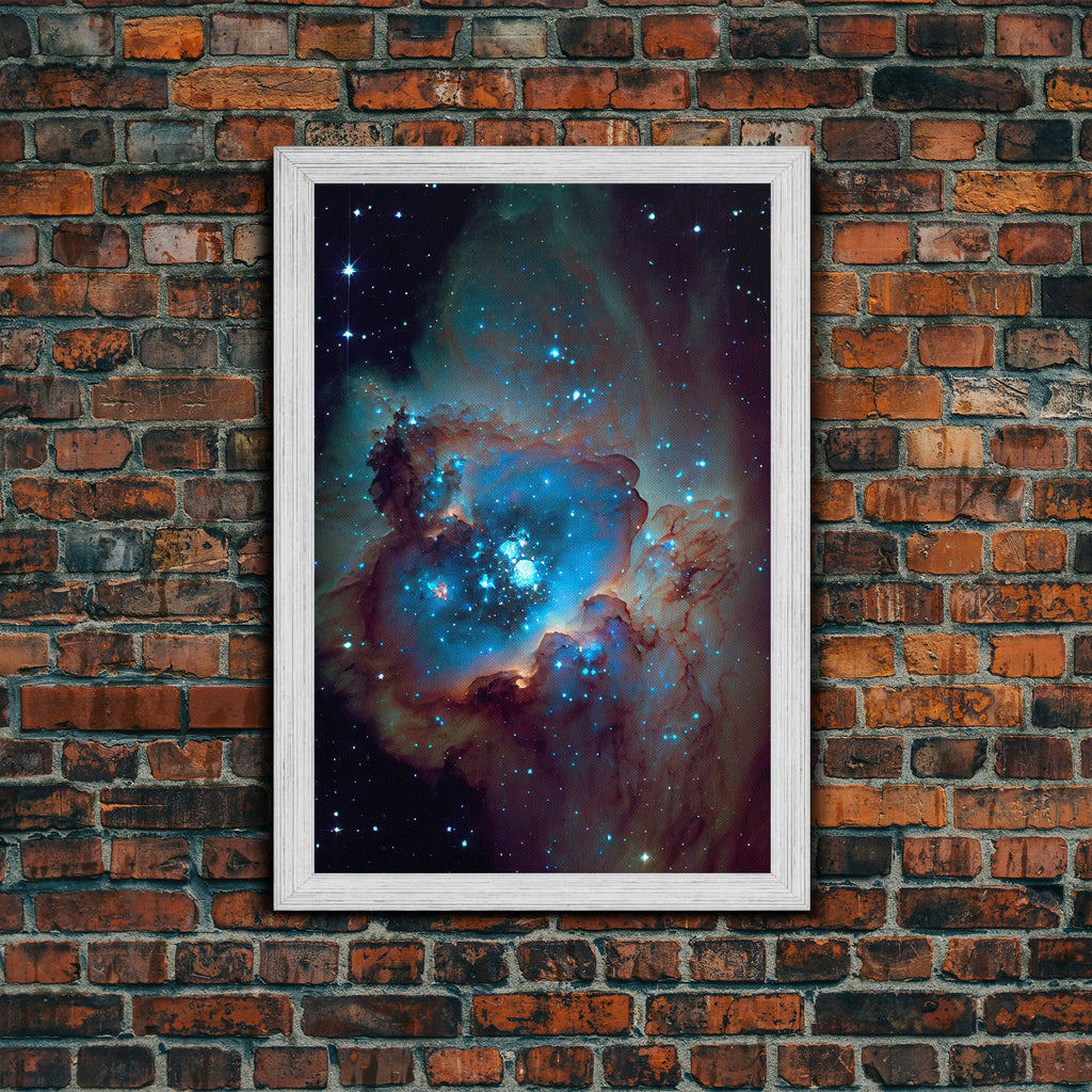 The Stars Glow At Night - Watercolor Space Painting - Framed Canvas Print