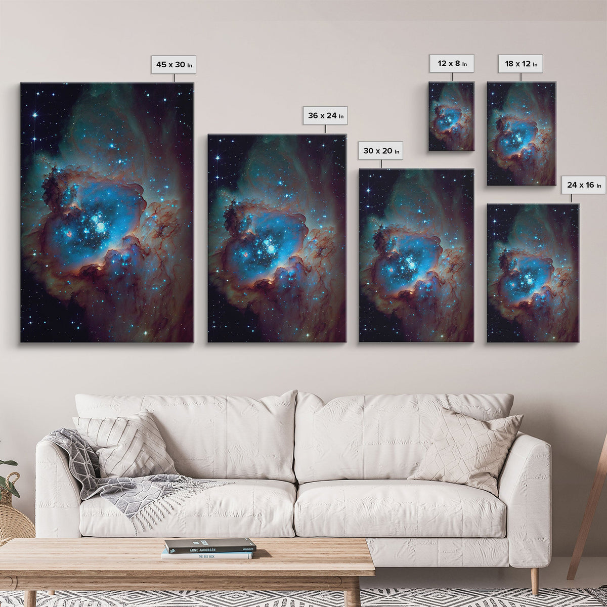The Stars Glow At Night - Watercolor Space Painting - Framed Canvas Print