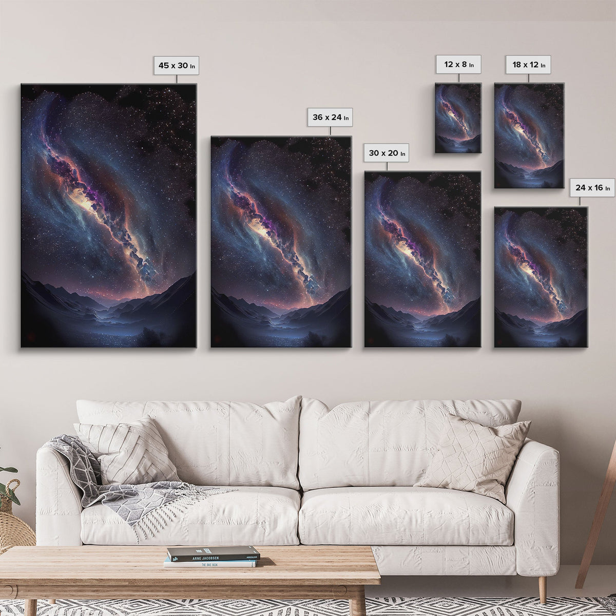 Milky Way Galaxy Over a Desert Night Sky - Framed Canvas Print