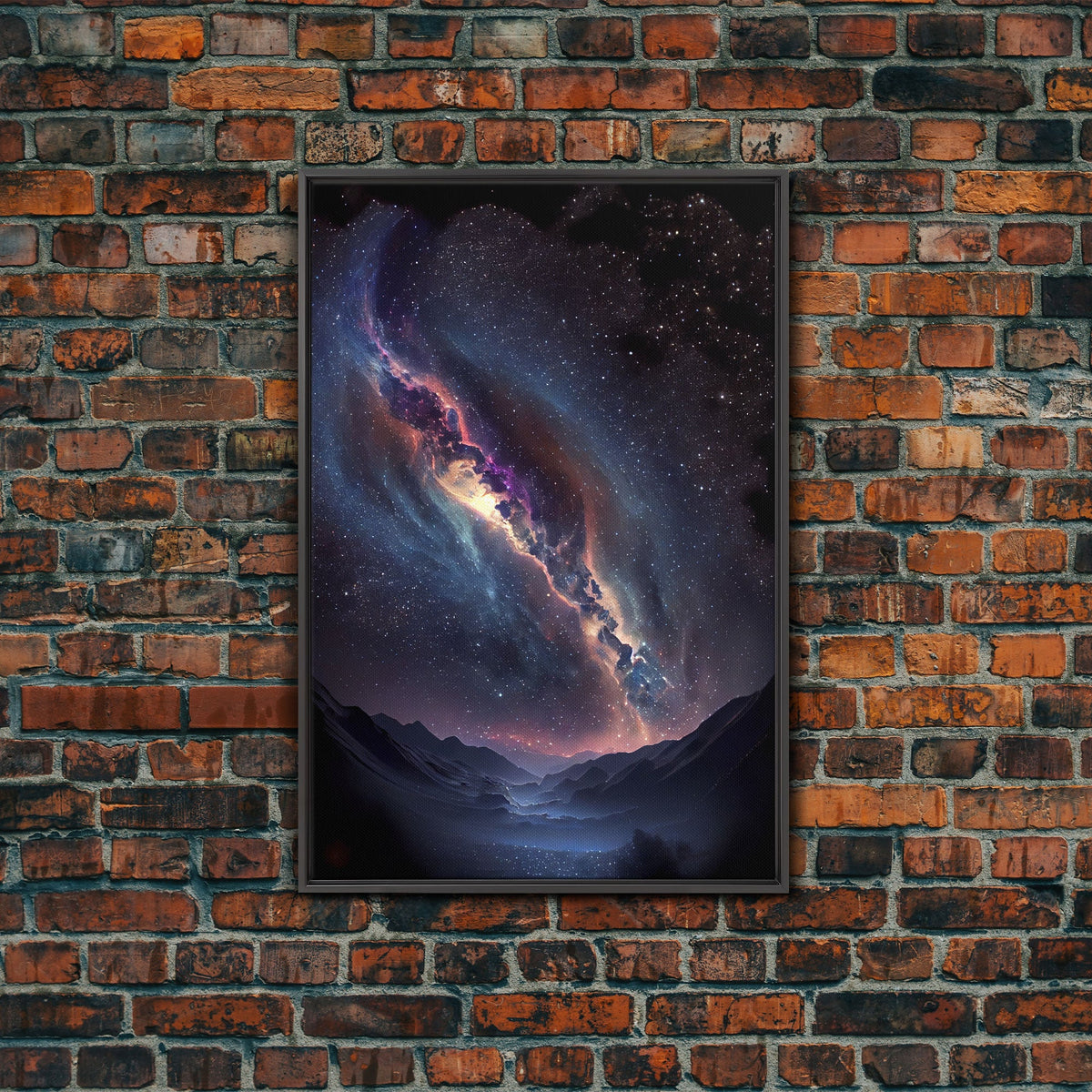 Milky Way Galaxy Over a Desert Night Sky - Framed Canvas Print
