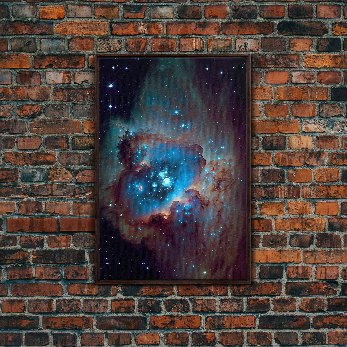 The Stars Glow At Night - Watercolor Space Painting - Framed Canvas Print