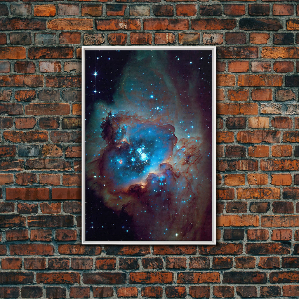 The Stars Glow At Night - Watercolor Space Painting - Framed Canvas Print