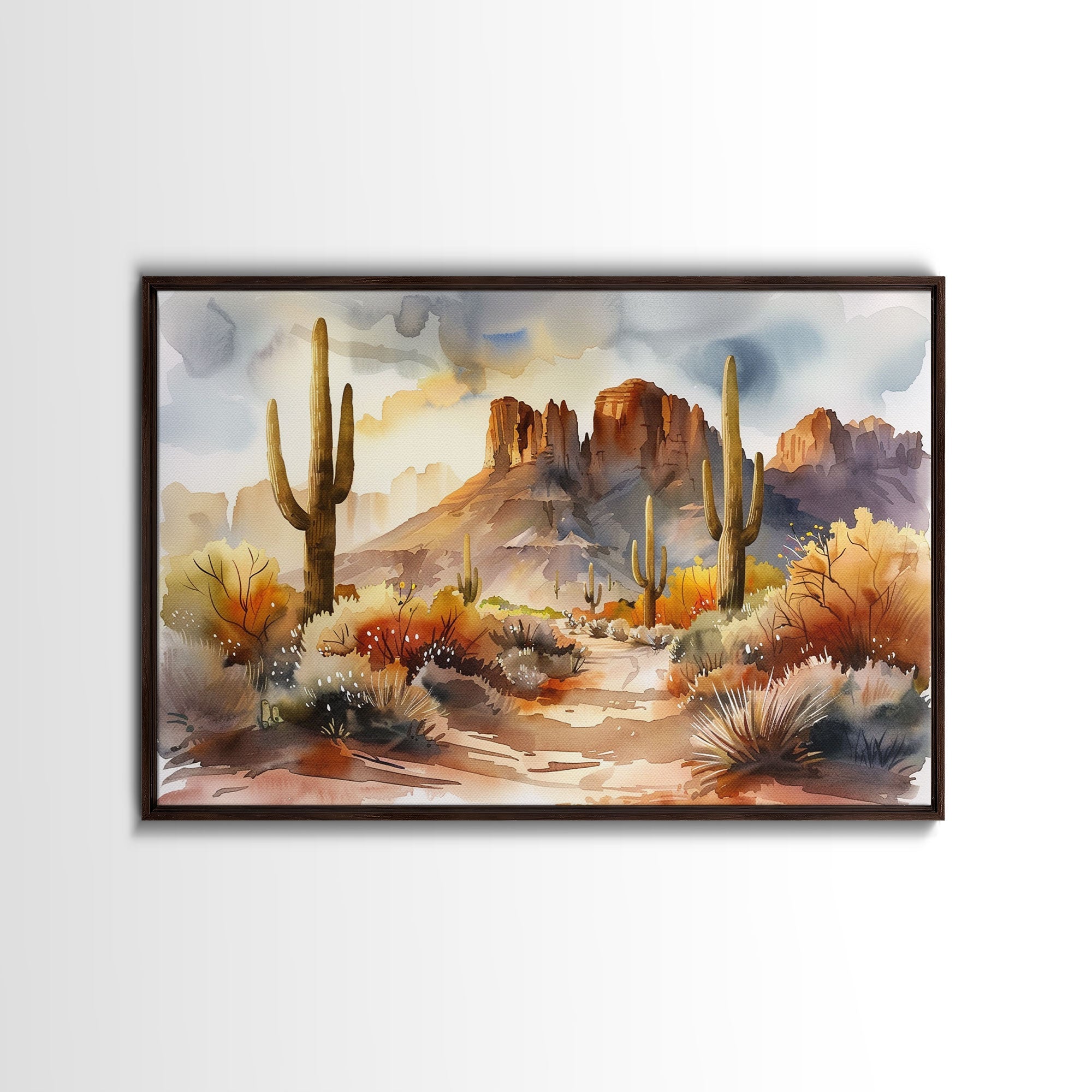 The Desert At Sunset Watercolor Print - Boho Style Wall Art