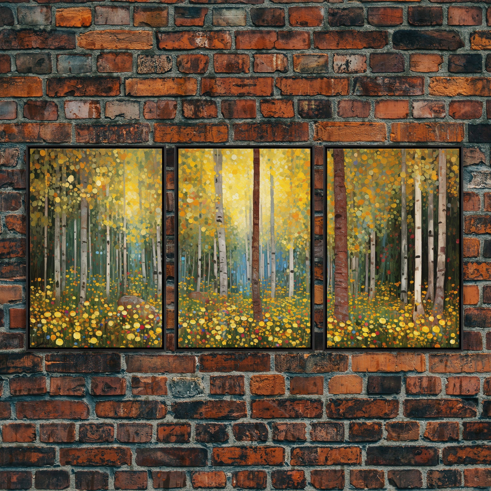 Forest Wall Art - Trees Art Print - Wildflowers - 3 Piece Wall Art in Multiple Sizes