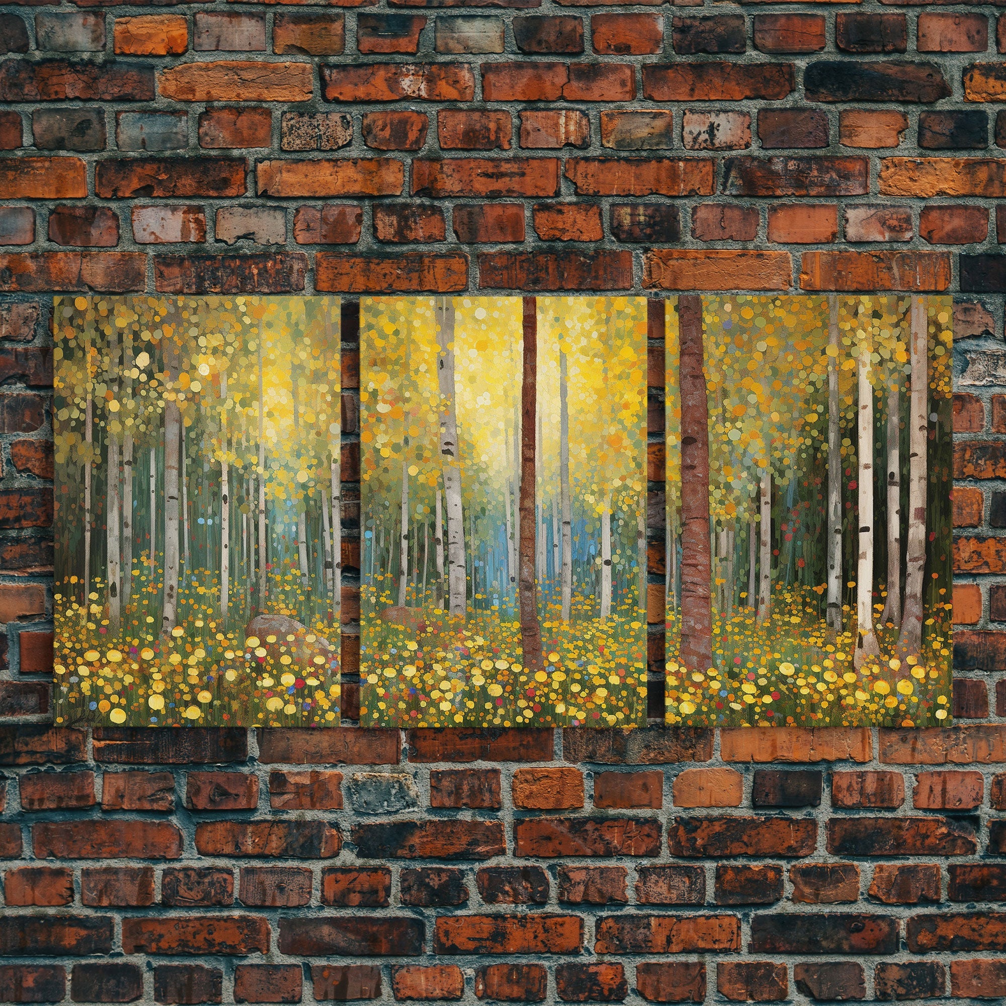 Forest Wall Art - Trees Art Print - Wildflowers - 3 Piece Wall Art in Multiple Sizes