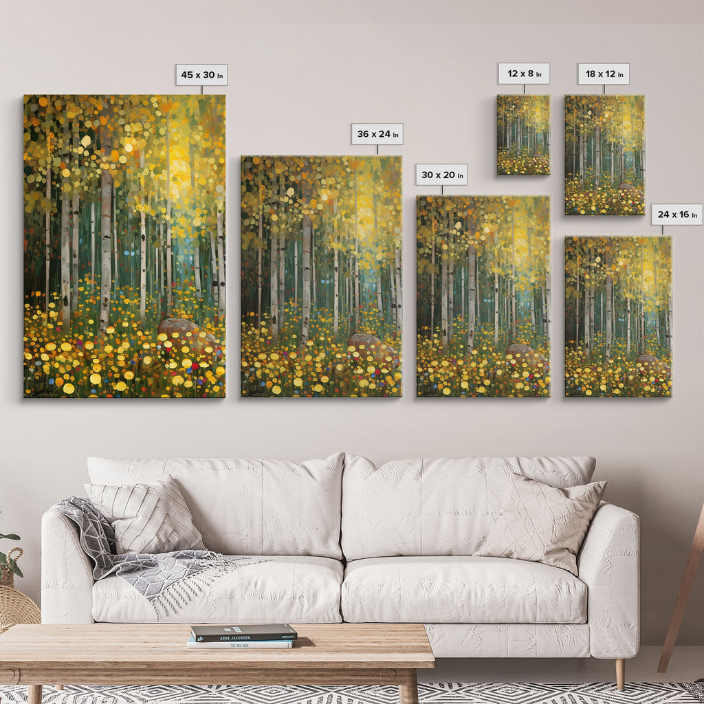 Forest Wall Art - Trees Art Print - Wildflowers - 3 Piece Wall Art in Multiple Sizes