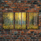 Forest Wall Art - Trees Art Print - Wildflowers - 3 Piece Wall Art in Multiple Sizes