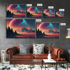 Three-Moon Fantasy World - Retro Style Sci-Fi Art - Alien Landscape with Multiple Moons