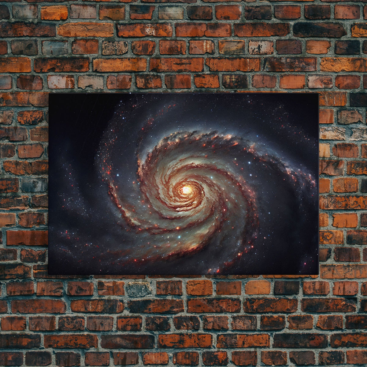 Distant Spiral Galaxy in Watercolor - Framed Canvas Space Art Print
