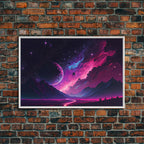 Alien Planet Fantasy Landscape Mountains Pink Voilet Fine Art Print, Wall Art Print, Wall Poster, Wall Décor