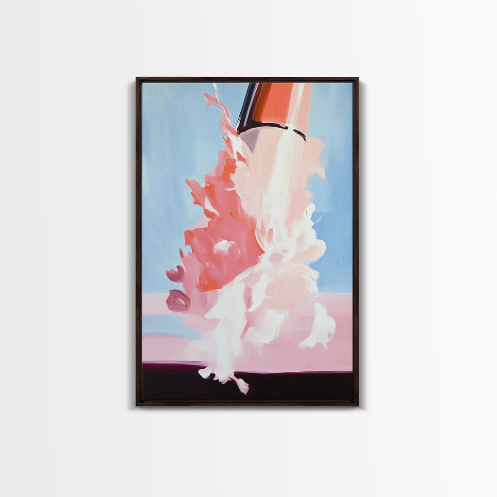 Cosmic Blast Sci-Fi Painting - Framed Canvas Print, Futuristic Wall Art, Modern Home Decor, Space Exploration Artwork