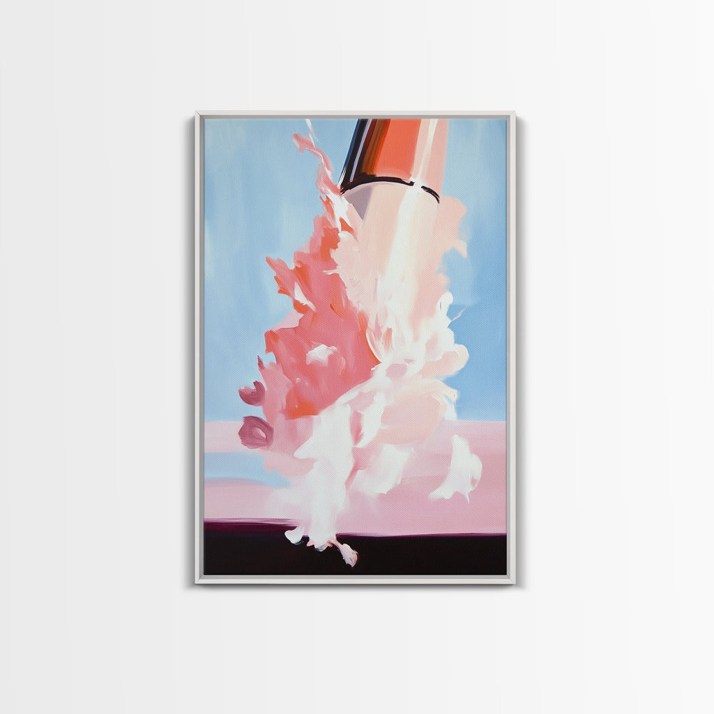 Cosmic Blast Sci-Fi Painting - Framed Canvas Print, Futuristic Wall Art, Modern Home Decor, Space Exploration Artwork