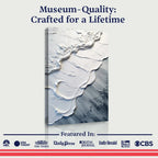 Museum-quality abstract art with textured white and gray brushstrokes, crafted for lifetime display.