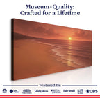Sunset beach canvas art with warm orange hues, perfect for home decor