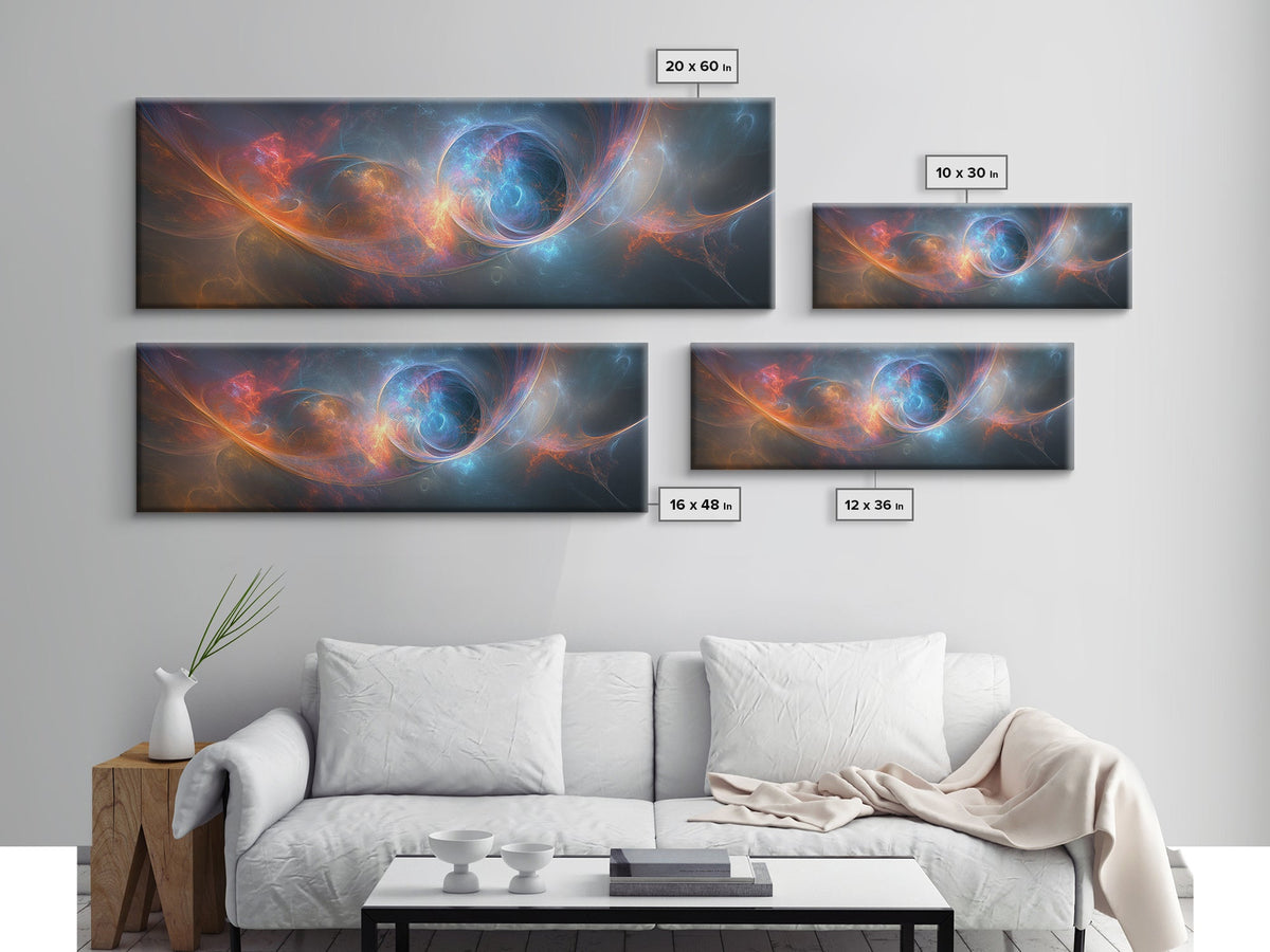 Vibrant Abstract Space Scene - Panoramic Canvas Print for the Home or Office