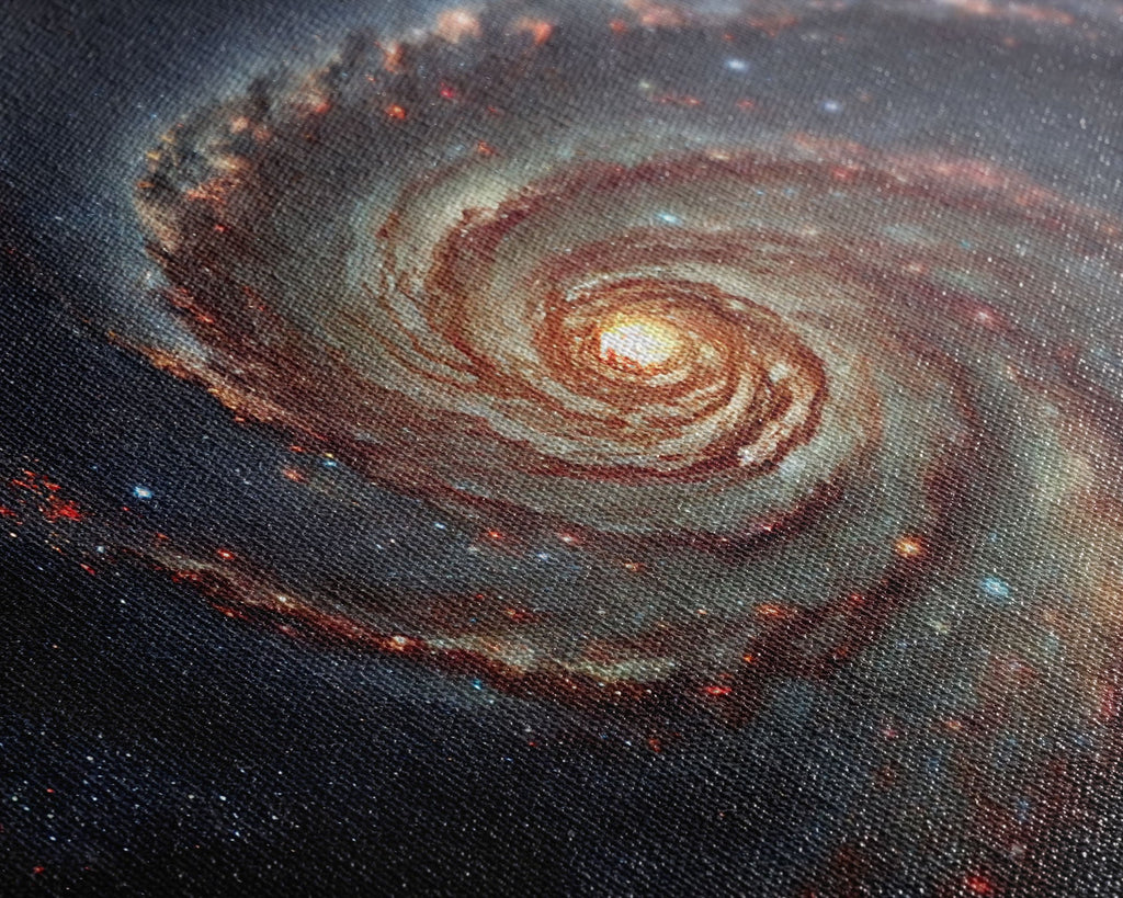 Distant Spiral Galaxy in Watercolor - Framed Canvas Space Art Print