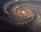 Distant Spiral Galaxy in Watercolor - Framed Canvas Space Art Print