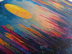 Neon Moon Fantasy Canvas Print - Vibrant Sci-Fi Cityscape Painting