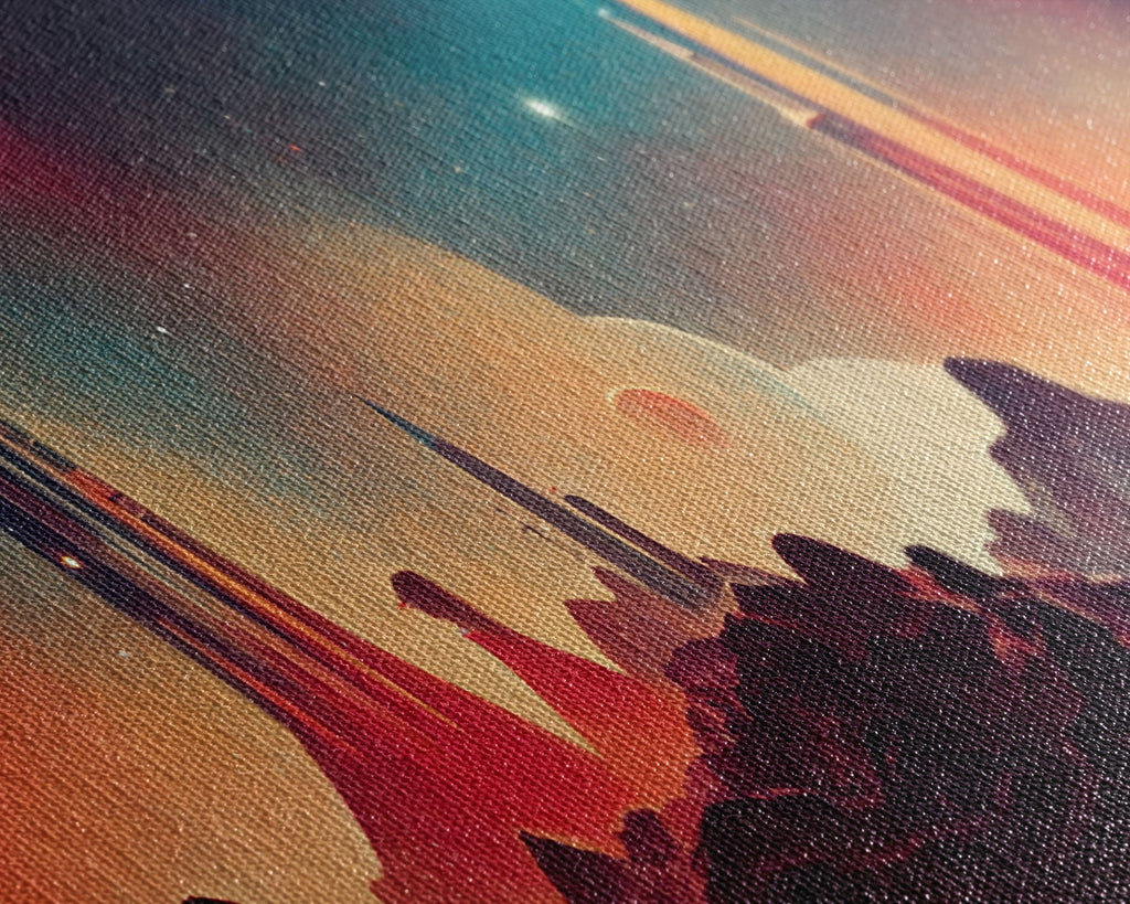 Art Deco Style Space Canvas Print with Space Ship
