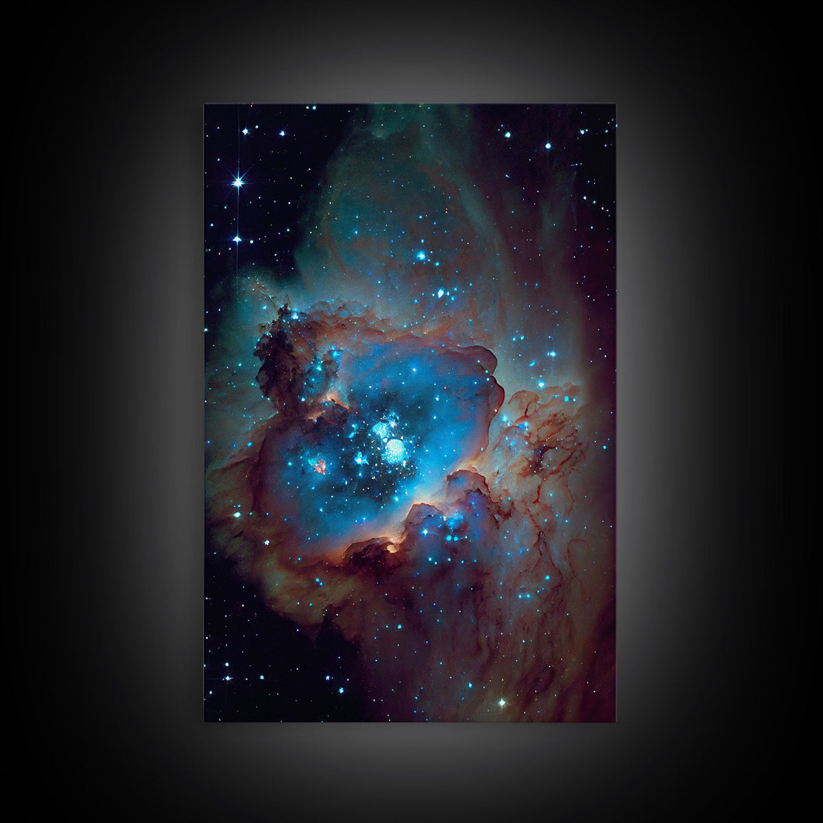 The Stars Glow At Night - Watercolor Space Painting - Framed Canvas Print