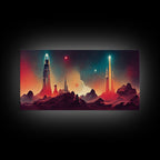 Art Deco Style Space Canvas Print with Space Ship