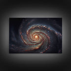 Distant Spiral Galaxy in Watercolor - Framed Canvas Space Art Print