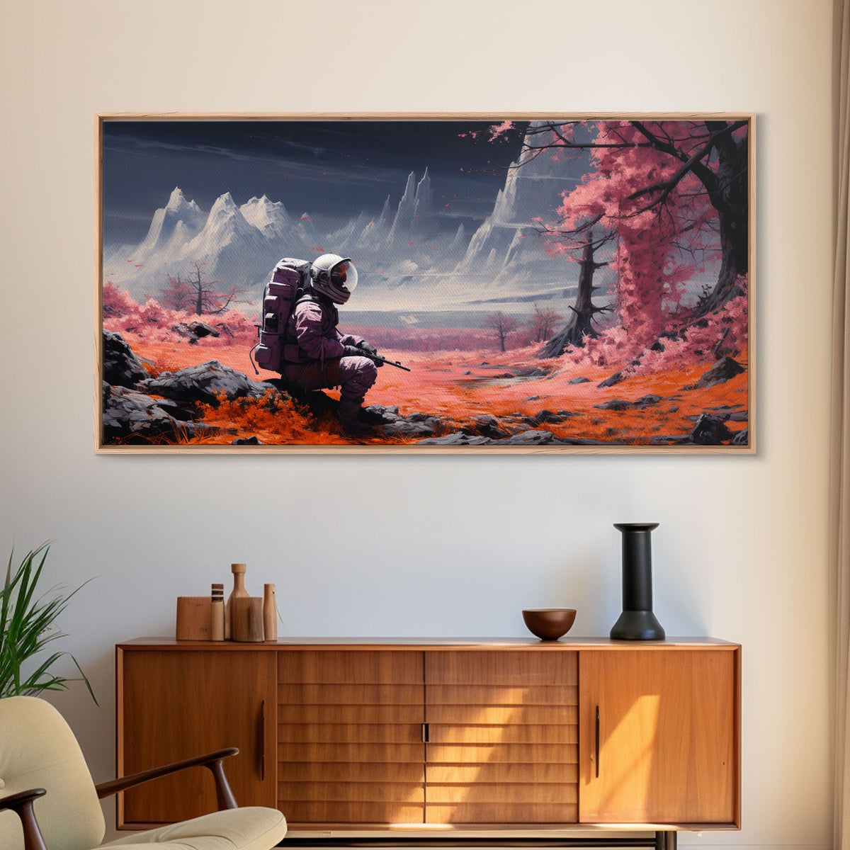 Astronaut Stranded on an Alien Planet - Sci-fi Wall Art - Frame Canvas Image