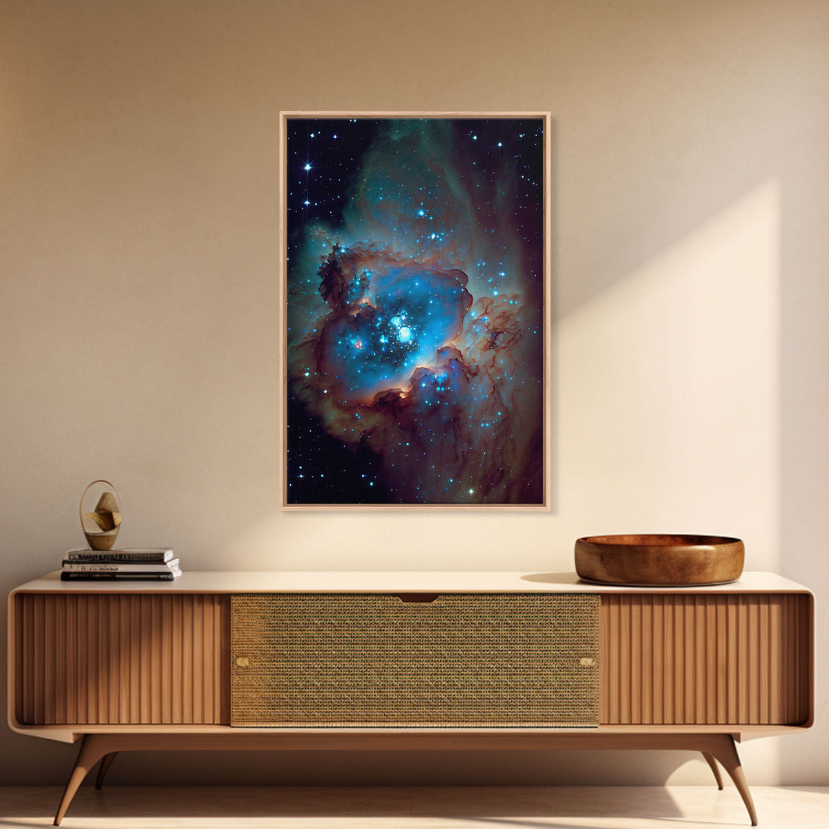 The Stars Glow At Night - Watercolor Space Painting - Framed Canvas Print