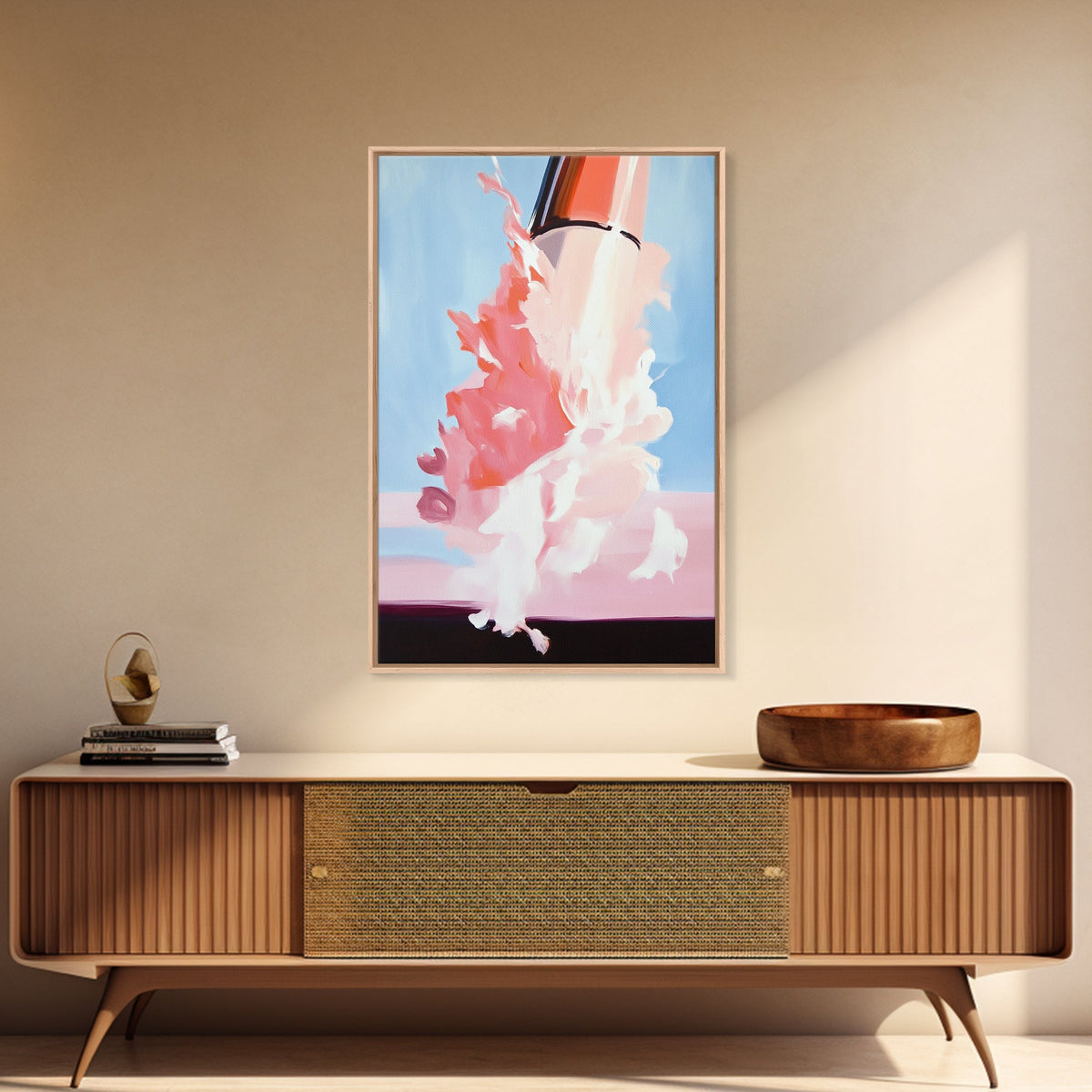 Cosmic Blast Sci-Fi Painting - Framed Canvas Print, Futuristic Wall Art, Modern Home Decor, Space Exploration Artwork