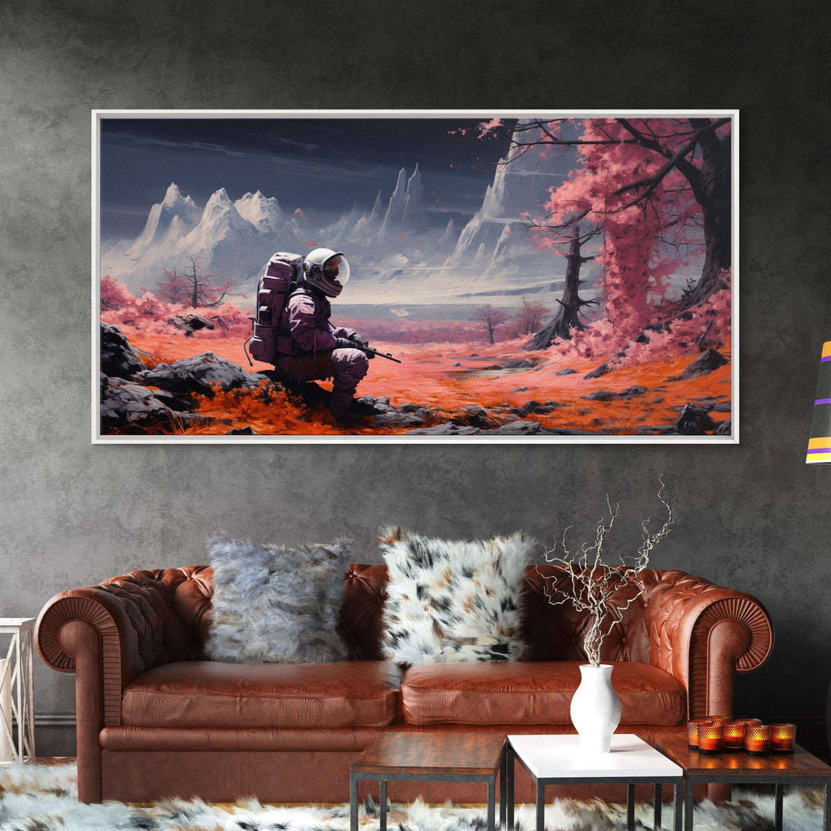 Astronaut Stranded on an Alien Planet - Sci-fi Wall Art - Frame Canvas Image