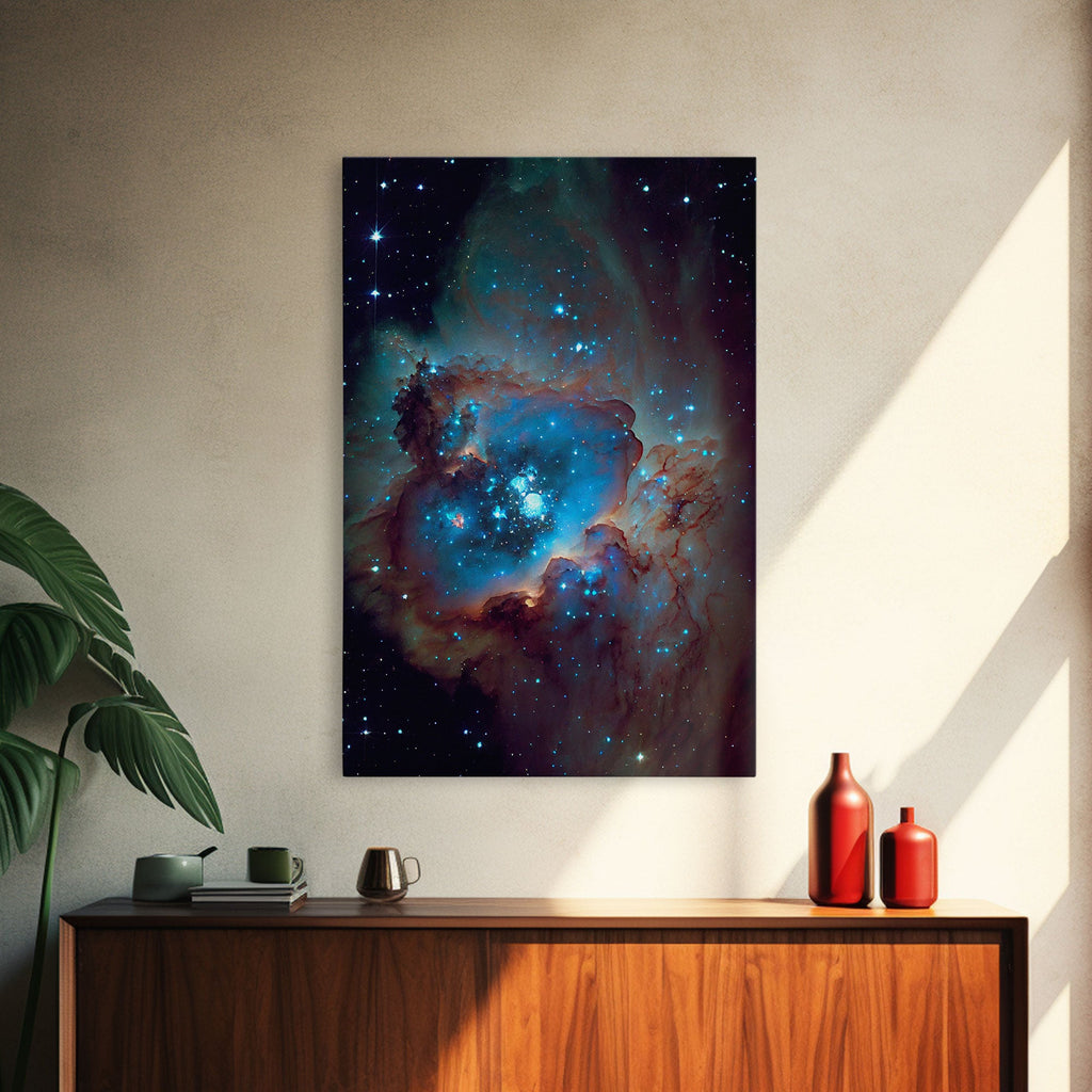 The Stars Glow At Night - Watercolor Space Painting - Framed Canvas Print