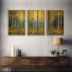 Forest Wall Art - Trees Art Print - Wildflowers - 3 Piece Wall Art in Multiple Sizes