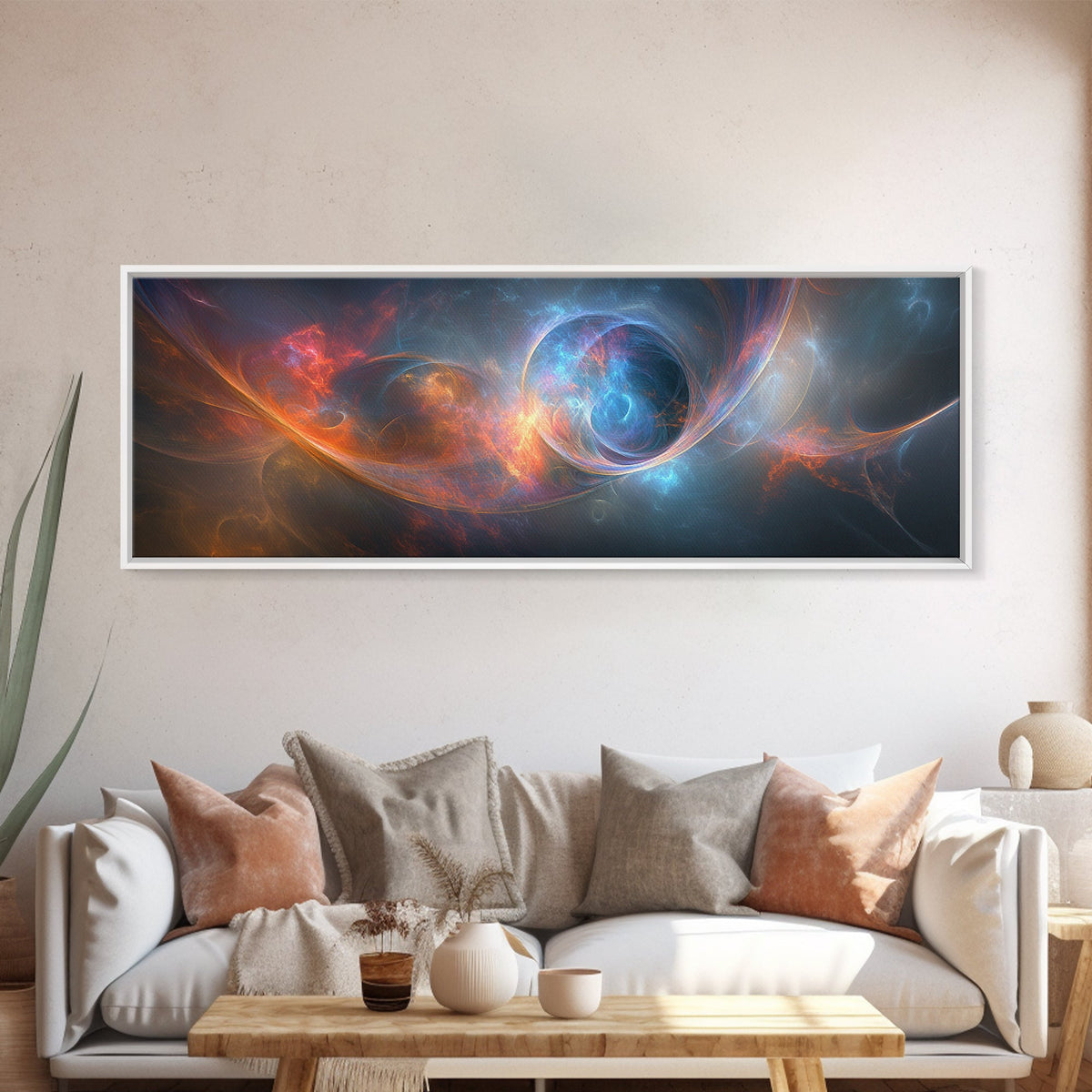 Vibrant Abstract Space Scene - Panoramic Canvas Print for the Home or Office