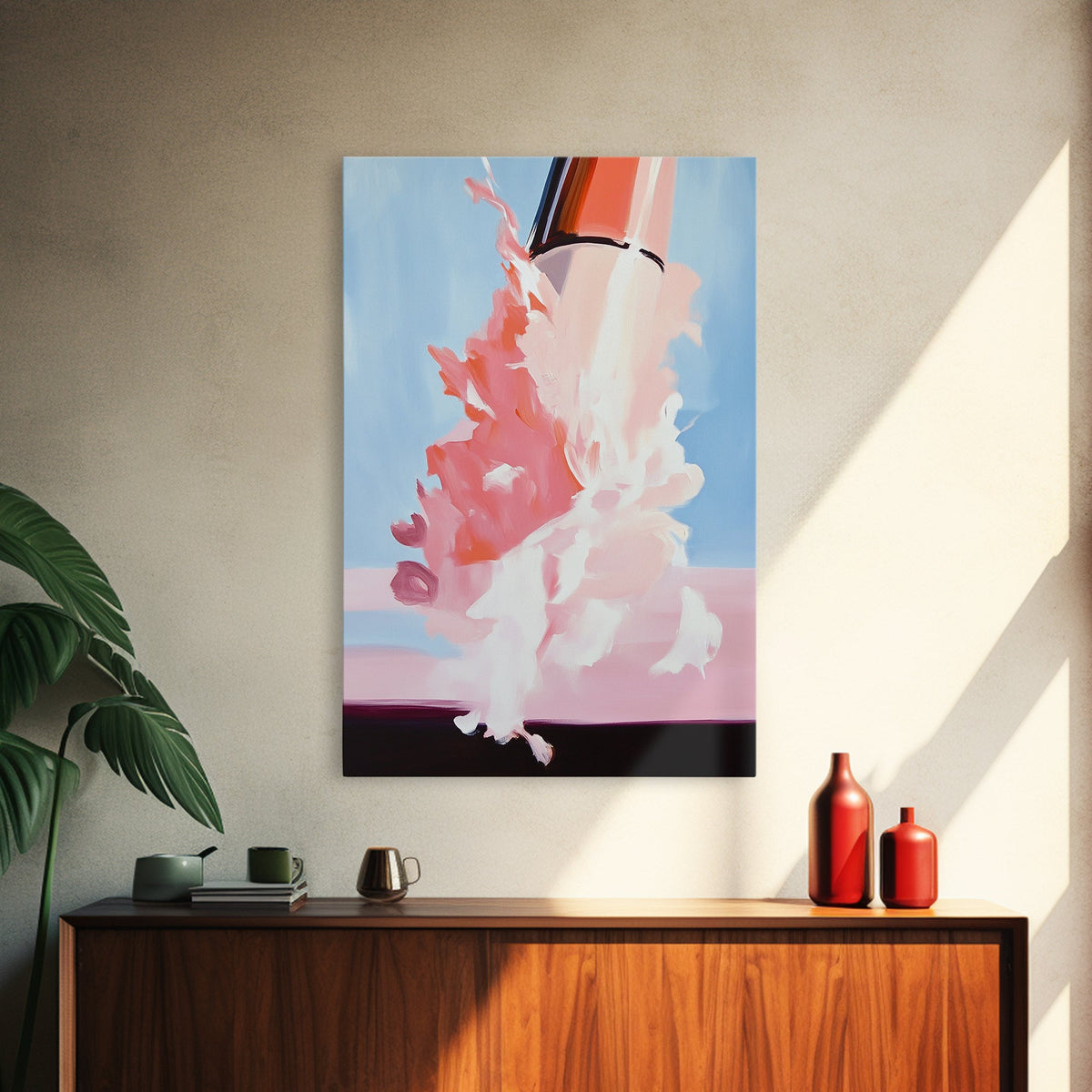 Cosmic Blast Sci-Fi Painting - Framed Canvas Print, Futuristic Wall Art, Modern Home Decor, Space Exploration Artwork