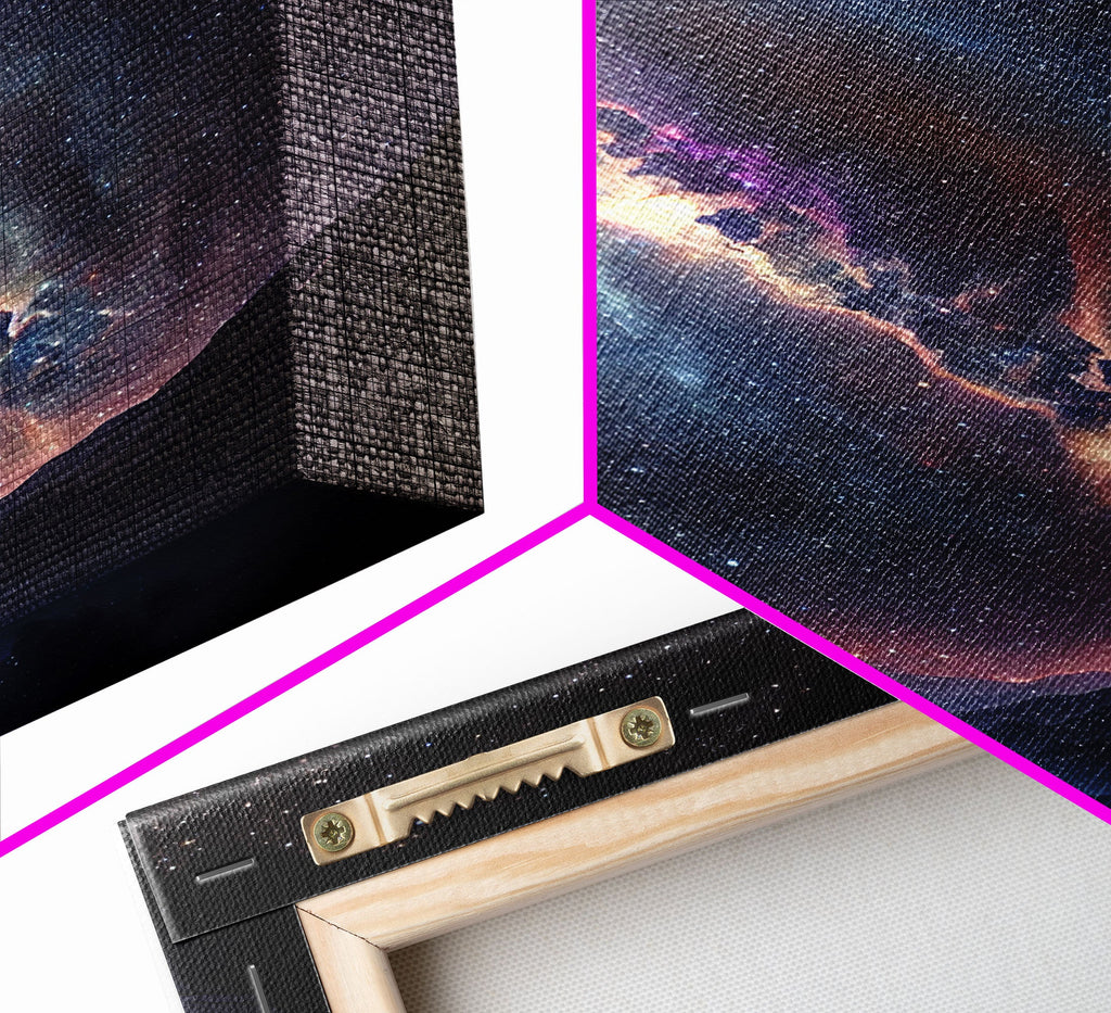 Milky Way Galaxy Over a Desert Night Sky - Framed Canvas Print
