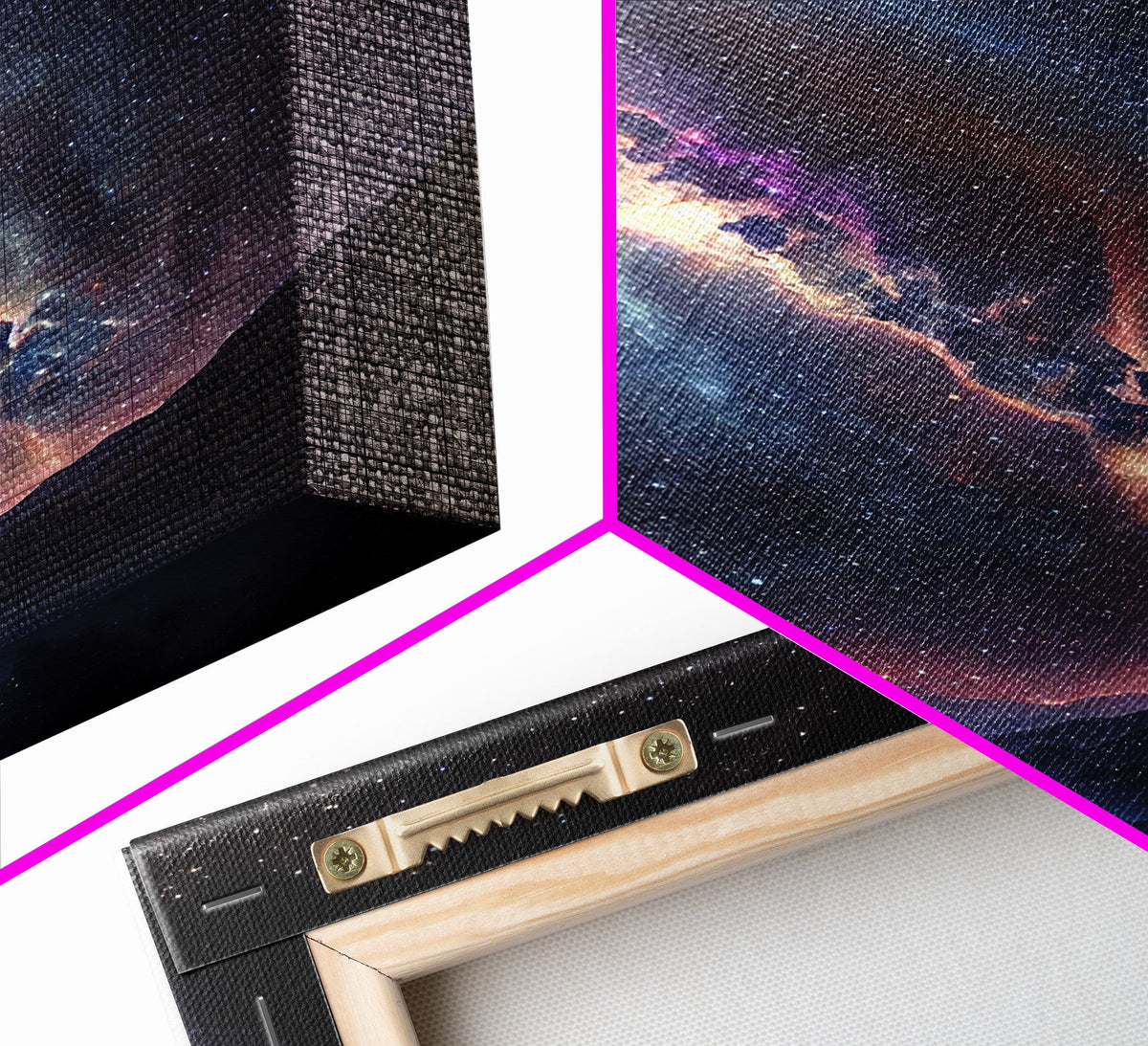 Milky Way Galaxy Over a Desert Night Sky - Framed Canvas Print