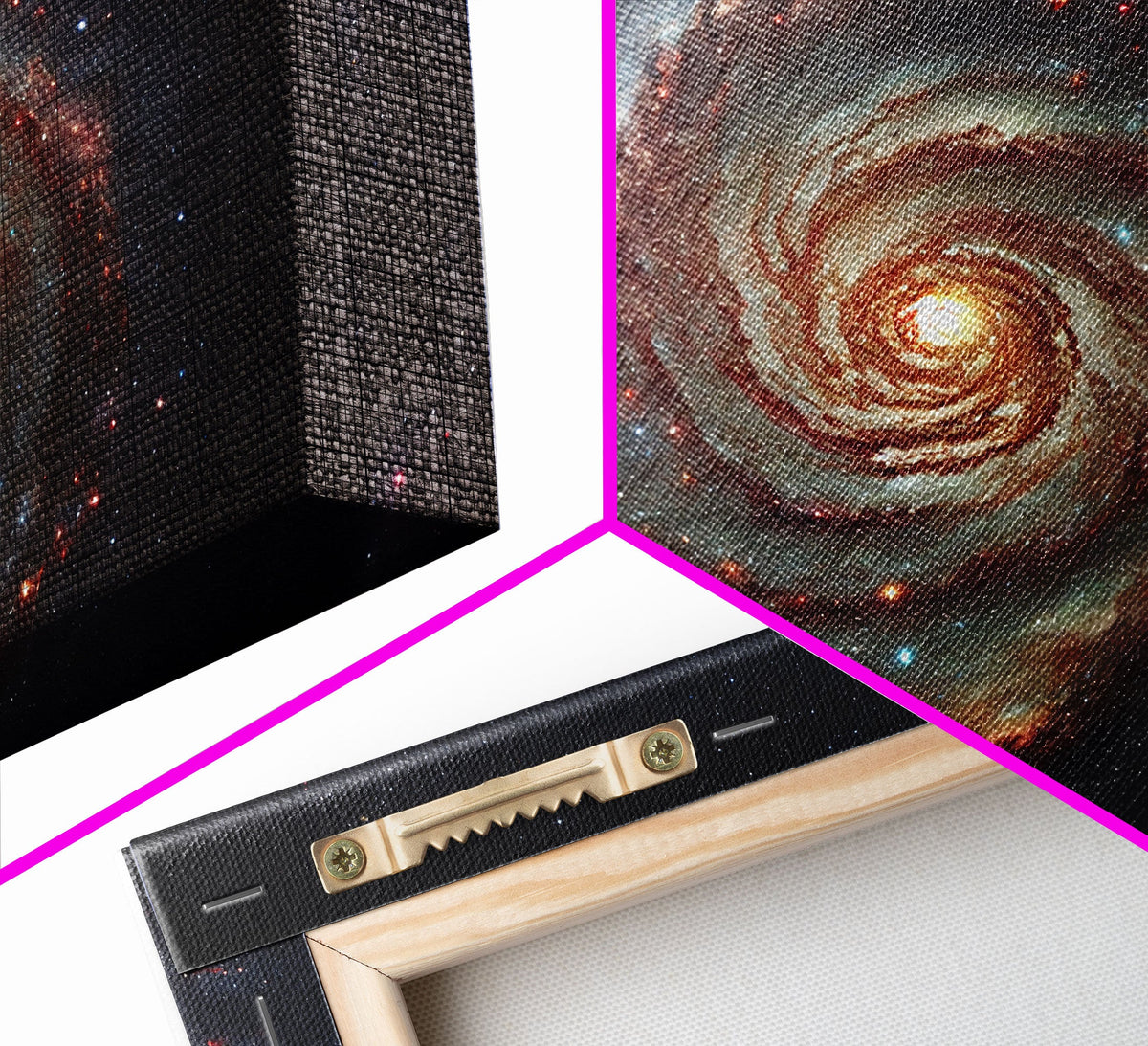 Distant Spiral Galaxy in Watercolor - Framed Canvas Space Art Print